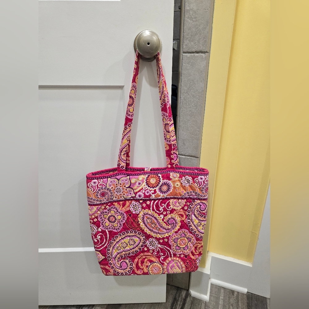 Vera Bradley Pink, Red, and Yellow Floral Pattern, Bag Is 4x12 With Strap12"